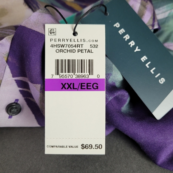 Perry Ellis Men's Short Sleeve Button Up Shirt XXL New - Picture 10 of 13